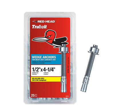 Red Head Trubolt Wedge Anchors 402 Supply 4-1/4" 1/2" 25